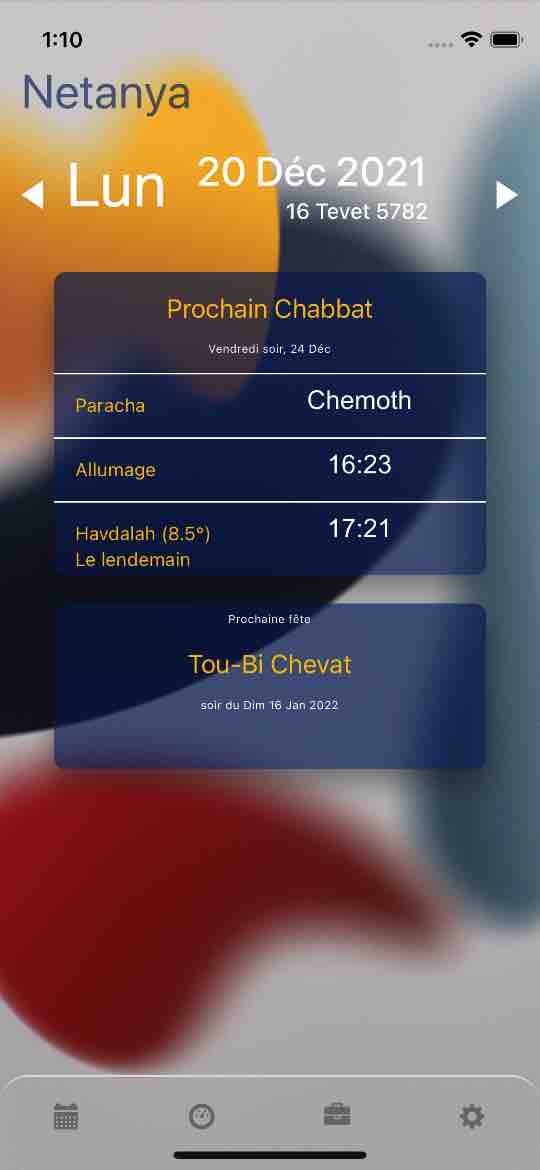 hebraic - écran éphémeride